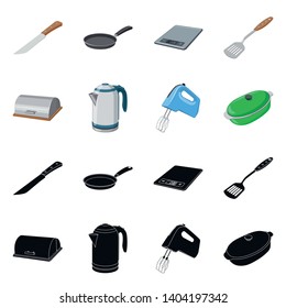 Isolated object of kitchen and cook icon. Set of kitchen and appliance stock vector illustration.