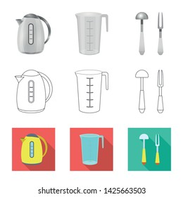 Isolated object of kitchen and cook icon. Collection of kitchen and appliance vector icon for stock.