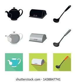 Isolated object of kitchen and cook icon. Collection of kitchen and appliance vector icon for stock.