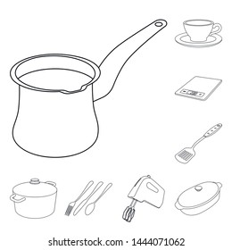 Isolated object of kitchen and cook icon. Set of kitchen and appliance stock symbol for web.
