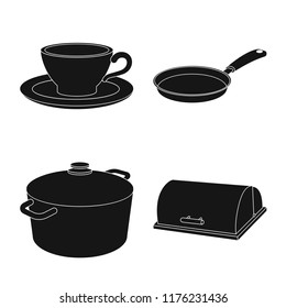 Isolated object of kitchen and cook logo. Set of kitchen and appliance vector icon for stock.