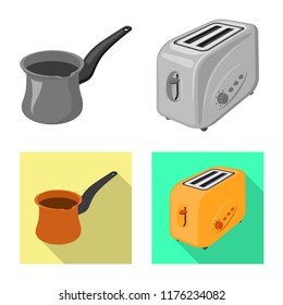 Isolated object of kitchen and cook logo. Set of kitchen and appliance stock vector illustration.