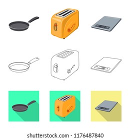 Isolated object of kitchen and cook logo. Collection of kitchen and appliance vector icon for stock.