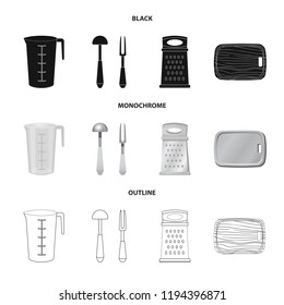 Isolated object of kitchen and cook logo. Set of kitchen and appliance stock vector illustration.