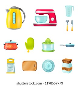 Isolated object of kitchen and cook logo. Collection of kitchen and appliance vector icon for stock.