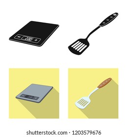 Isolated object of kitchen and cook logo. Collection of kitchen and appliance vector icon for stock.