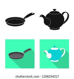 Isolated object of kitchen and cook logo. Set of kitchen and appliance stock symbol for web.