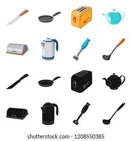Isolated object of kitchen and cook logo. Collection of kitchen and appliance vector icon for stock.