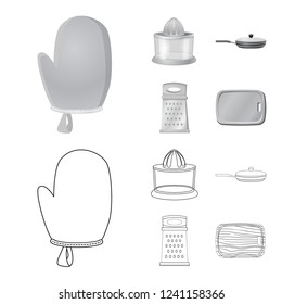 Isolated object of kitchen and cook logo. Set of kitchen and appliance vector icon for stock.