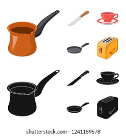 Isolated object of kitchen and cook logo. Set of kitchen and appliance stock symbol for web.