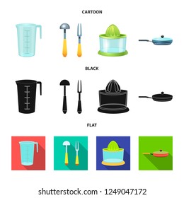 Isolated object of kitchen and cook logo. Collection of kitchen and appliance stock vector illustration.