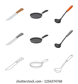 Isolated object of kitchen and cook logo. Set of kitchen and appliance stock symbol for web.