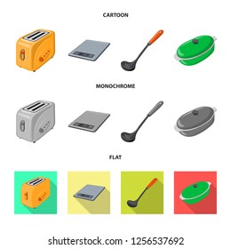Isolated object of kitchen and cook logo. Set of kitchen and appliance stock vector illustration.