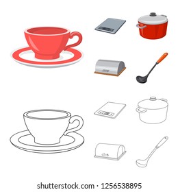 Isolated object of kitchen and cook logo. Set of kitchen and appliance vector icon for stock.