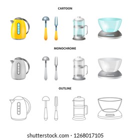 Isolated object of kitchen and cook logo. Collection of kitchen and appliance vector icon for stock.