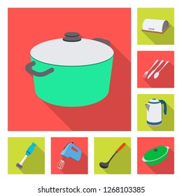 Isolated object of kitchen and cook logo. Collection of kitchen and appliance stock symbol for web.