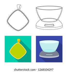 Isolated object of kitchen and cook logo. Collection of kitchen and appliance stock vector illustration.