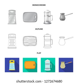 Isolated object of kitchen and cook logo. Collection of kitchen and appliance stock vector illustration.