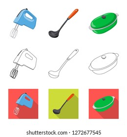 Isolated object of kitchen and cook logo. Set of kitchen and appliance stock symbol for web.
