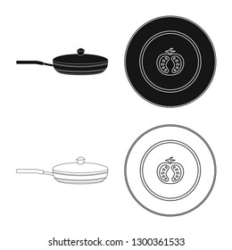 Isolated object of kitchen and cook logo. Set of kitchen and appliance vector icon for stock.