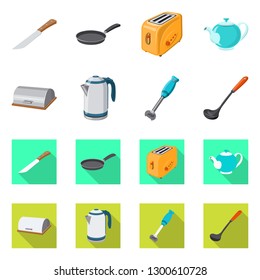 Isolated object of kitchen and cook logo. Collection of kitchen and appliance stock vector illustration.