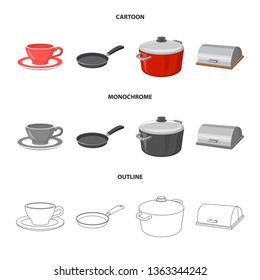 Isolated object of kitchen and cook logo. Collection of kitchen and appliance stock vector illustration.