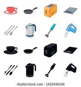 Isolated object of kitchen and cook logo. Set of kitchen and appliance stock symbol for web.
