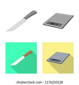 Isolated object of kitchen and cook sign. Set of kitchen and appliance stock vector illustration.