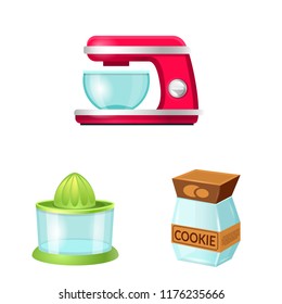 Isolated object of kitchen and cook sign. Set of kitchen and appliance stock symbol for web.