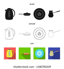 Isolated object of kitchen and cook sign. Set of kitchen and appliance stock vector illustration.