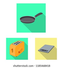 Isolated object of kitchen and cook sign. Set of kitchen and appliance stock vector illustration.