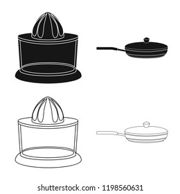 Isolated object of kitchen and cook sign. Collection of kitchen and appliance stock vector illustration.