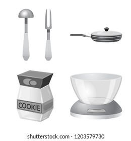 Isolated object of kitchen and cook sign. Collection of kitchen and appliance vector icon for stock.