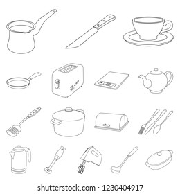 Isolated object of kitchen and cook sign. Set of kitchen and appliance stock symbol for web.