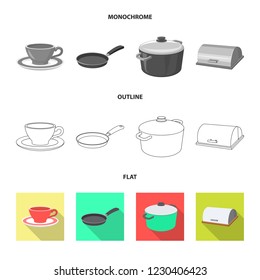 Isolated object of kitchen and cook sign. Collection of kitchen and appliance vector icon for stock.