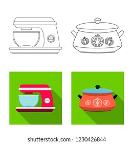 Isolated object of kitchen and cook sign. Set of kitchen and appliance vector icon for stock.