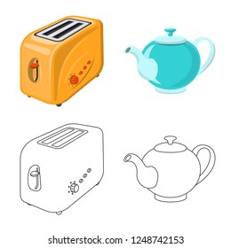 Isolated object of kitchen and cook sign. Set of kitchen and appliance vector icon for stock.