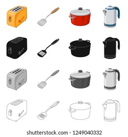 Isolated object of kitchen and cook sign. Collection of kitchen and appliance vector icon for stock.