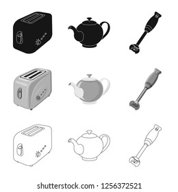 Isolated object of kitchen and cook sign. Set of kitchen and appliance stock symbol for web.
