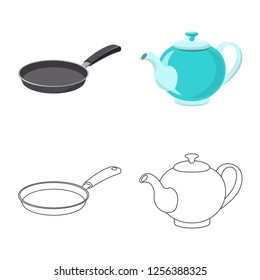 Isolated object of kitchen and cook sign. Set of kitchen and appliance vector icon for stock.