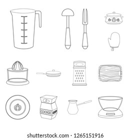 Isolated object of kitchen and cook sign. Set of kitchen and appliance stock symbol for web.