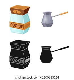 Isolated object of kitchen and cook sign. Collection of kitchen and appliance stock vector illustration.