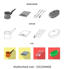Isolated object of kitchen and cook sign. Set of kitchen and appliance vector icon for stock.