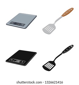 Isolated object of kitchen and cook sign. Collection of kitchen and appliance stock symbol for web.