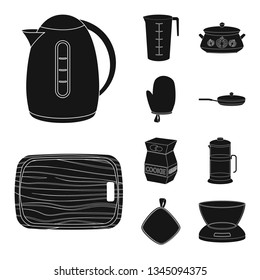 Isolated object of kitchen and cook sign. Collection of kitchen and appliance stock vector illustration.