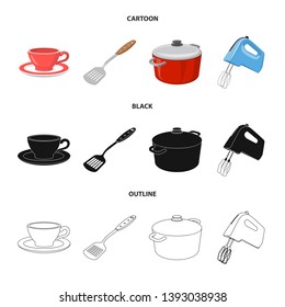 Isolated object of kitchen and cook sign. Set of kitchen and appliance stock vector illustration.