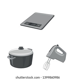 Isolated object of kitchen and cook sign. Collection of kitchen and appliance vector icon for stock.