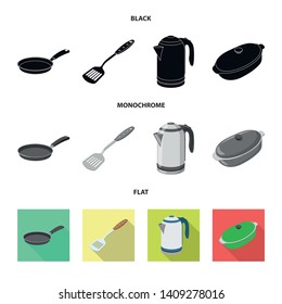 Isolated object of kitchen and cook sign. Set of kitchen and appliance stock symbol for web.