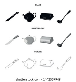 Isolated object of kitchen and cook sign. Collection of kitchen and appliance stock vector illustration.