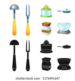 Isolated object of kitchen and cook symbol. Set of kitchen and appliance stock symbol for web.